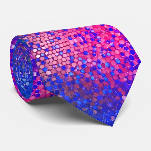 Blauwe en roze sequin Stropdas (Opgerold)