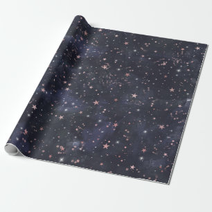 Blauwe en roze sterrenhemel Himmelse Baby Shower Cadeaupapier