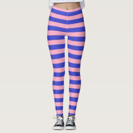 Blauwe en roze strepen leggings