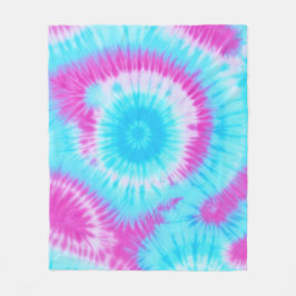 Blauwe en Roze Tie Dye Fleece Deken