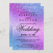 Blauwe en roze uitnodiging voor het uitschrijven v (Voorkant / Achterkant)