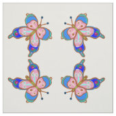 Blauwe en roze vlinder stof (Swatch)