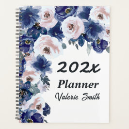 Blauwe en roze Waterverf Winter Floral Planner