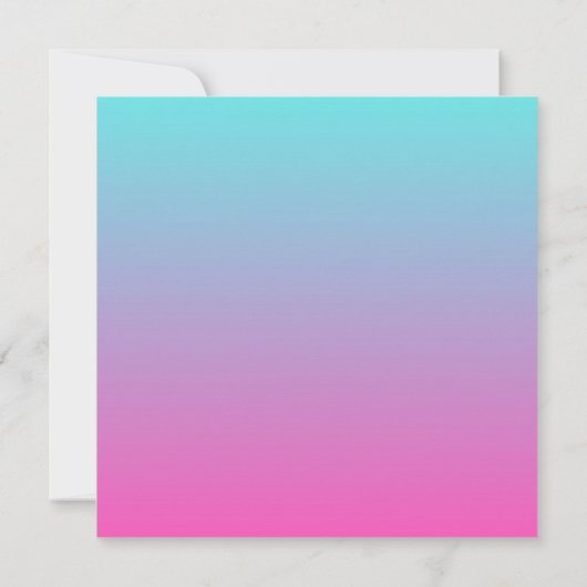 Blauwe en roze zeemeermin ombre blanco uitnodiging (Achterkant)