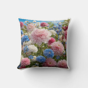Blauwe en Rozen bloem Kussen