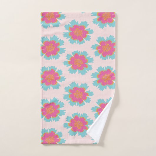 Blauwe en schattige roze bedrukt bad handdoek (Handdoek)