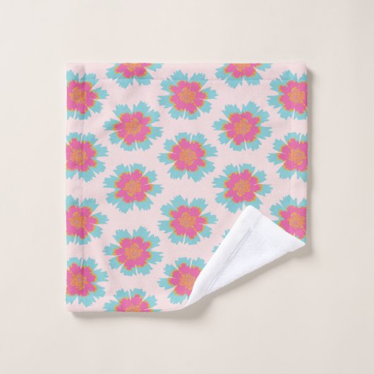 Blauwe en schattige roze bedrukt bad handdoek (Wasdoekje)