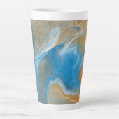 Blauwe en Tan Marmer-achtige kunst / Beach Colors- Latte Mok (Voorkant)