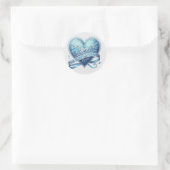 Blauwe en turquoise Fancy Valentijn Ronde Sticker (Tas)