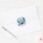 Blauwe en turquoise Fancy Valentijn Ronde Sticker (Envelop)