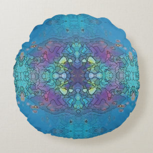 Blauwe en violette oceaanindruk rond kussen