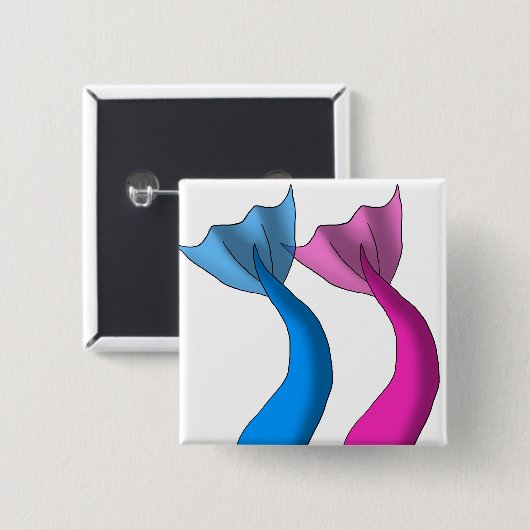 Blauwe en warmroze nagels vierkante button 5,1 cm (Voorkant /achterkant)