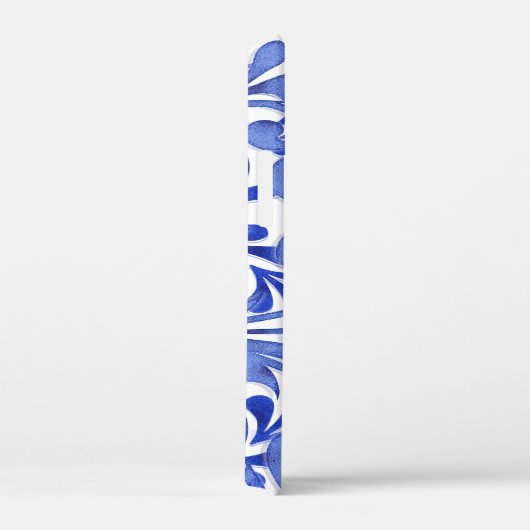 Blauwe en witte Abstracte Floral Case-Mate iPhone Case (Achterkant / Rechts)