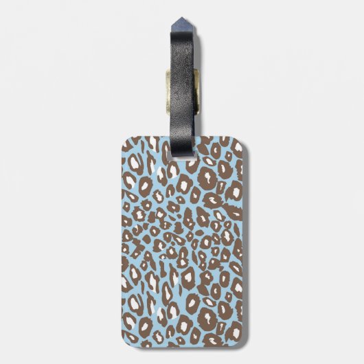 Blauwe en witte afdrukken bagagelabel (Achterkant verticaal)