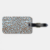 Blauwe en witte afdrukken bagagelabel (Achterkant horizontaal)