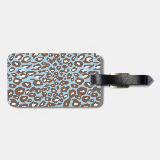 Blauwe en witte afdrukken bagagelabel (Achterkant horizontaal)