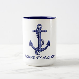 Blauwe en witte anker Two-Tone koffiemok Tweekleurige Koffiemok