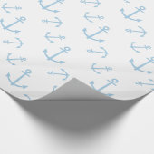 Blauwe en witte ankers cadeaupapier (Hoek)