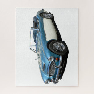 Blauwe en witte Austin Healey 3000-sportauto Legpuzzel