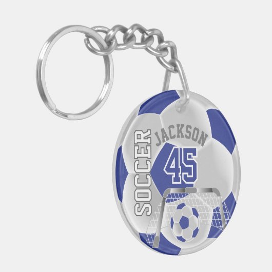 Blauwe en witte ⚽ Ball Sport Sleutelhanger (Voorkant Links)