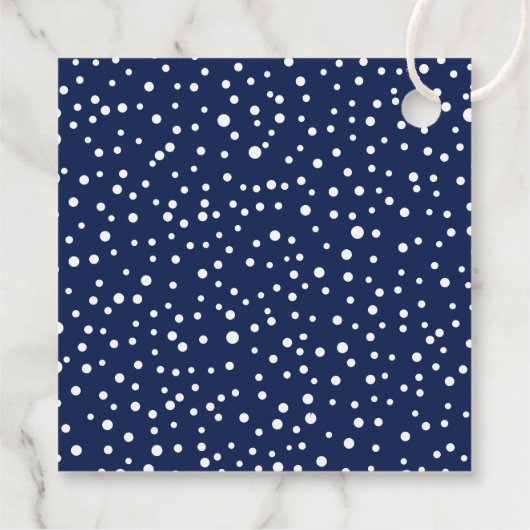 Blauwe en witte bergen en polka-stippen bruiloft bedankjes labels (Achterkant)