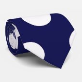 Blauwe en witte Big Polka Dot Necktie Stropdas (Opgerold)