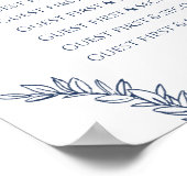 Blauwe en witte bladeren met een paardenbruinzitti poster (Hoek)