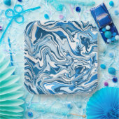Blauwe en witte blauwe tekenmarmer papieren bordje (Feest)