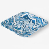 Blauwe en witte blauwe tekenmarmer papieren bordje (Gebogen)