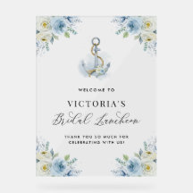 Blauwe en Witte Bloemen Ankeren Bruidslunch