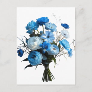 Blauwe en witte bloemen briefkaart