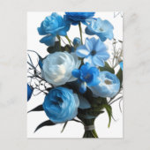 Blauwe en witte bloemen briefkaart (Voorkant)