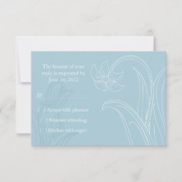 Blauwe en witte bloemen en RSVP-kaart met blauw hu RSVP Kaartje