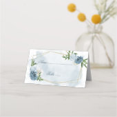 blauwe en witte bloemen groene bladeren geometrisc (Voorkant)