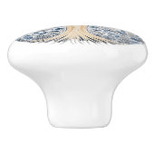 Blauwe en Witte Bloemen Keramische Knob met Boom Keramische Knop (Zijkant)