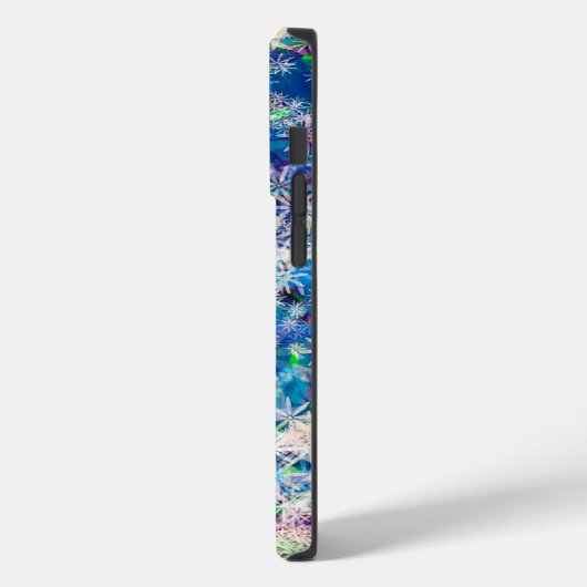  Blauwe en Witte Bloemen of Snowflakes Case-Mate iPhone Case (Achterkant / Links)