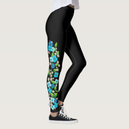 Blauwe en witte bloemen op wijnstokken Leggings