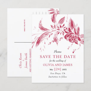 Blauwe en witte bloemen Save the Date Briefkaart