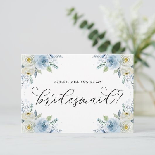 Blauwe en witte bloemen zullen mijn Bridesmaid zij (Staand voorkant)