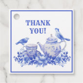 Blauwe en witte bloemige theepot | Moederdag Favo Bedankjes Labels (Voorkant)