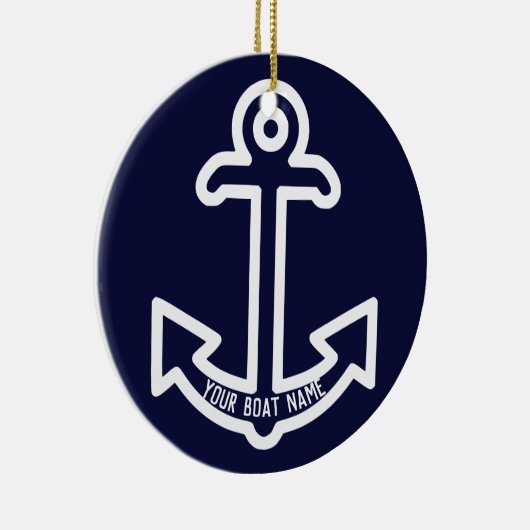 Blauwe en witte boat Anchor Ornament (Rechts)