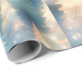 Blauwe en witte bomen moderne kerst cadeaupapier (Rol Hoek)