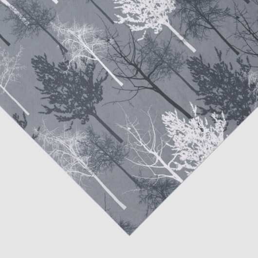 Blauwe en witte bomen tissuepapier (Detail)