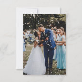 blauwe en witte bruiloft bedankt je kaart (Achterkant)