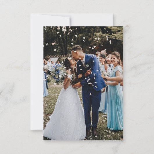 blauwe en witte bruiloft bedankt je kaart (Achterkant)