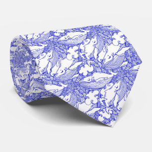 Blauwe En Witte Bultrugwalvis Stropdas
