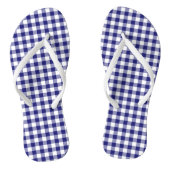 Blauwe en witte cheques in het gingham-patroon teenslippers (Voetbed)
