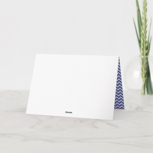 Blauwe en witte Chevron en Polka Dots Dank u Bedankkaart (Achterkant)