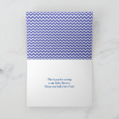 Blauwe en witte Chevron en Polka Dots Dank u Bedankkaart (Binnen)