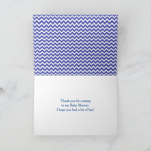 Blauwe en witte Chevron en Polka Dots Dank u Bedankkaart (Binnen)